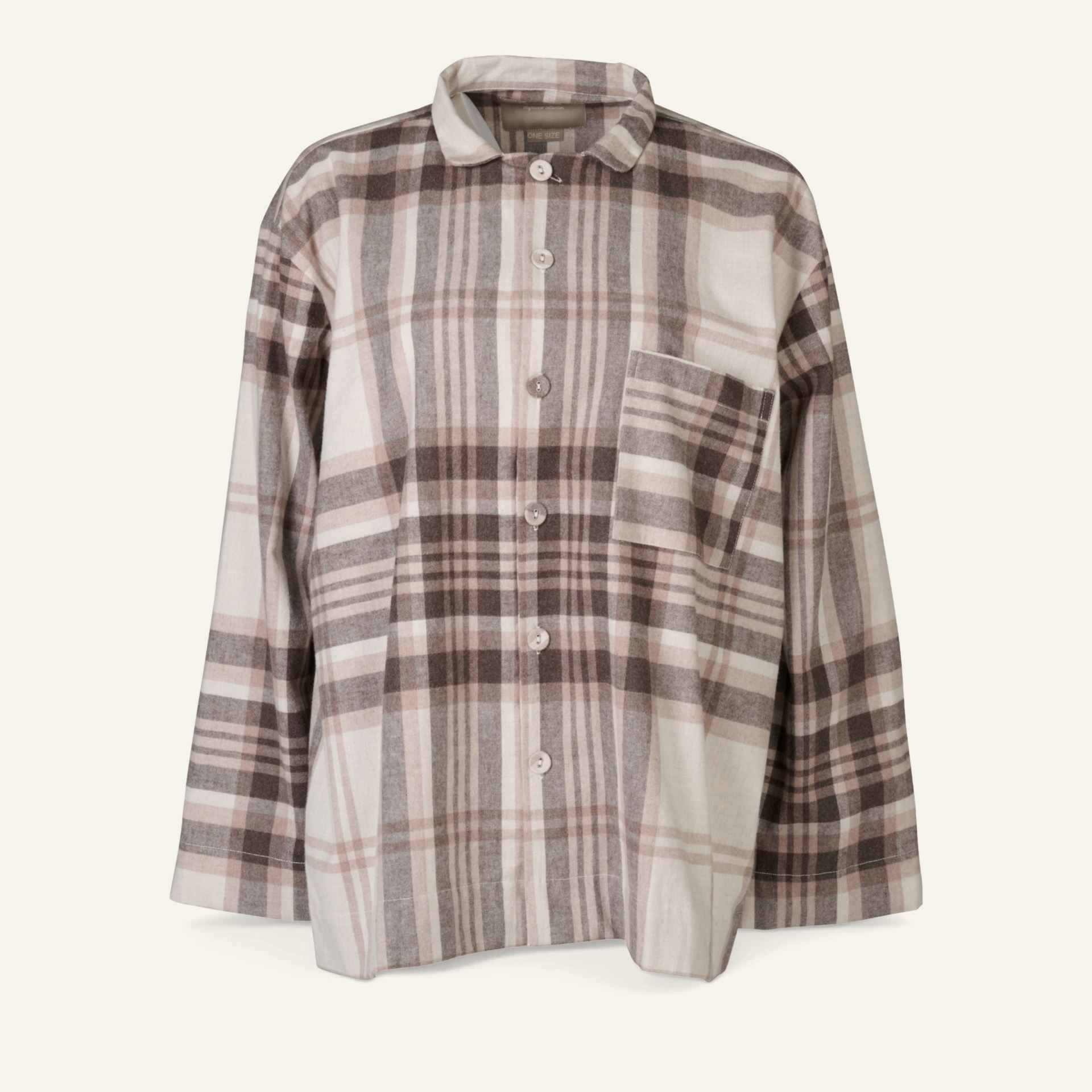 Lankavärjätty flanellipyjamapaita ruskea - one size ruskea - 1