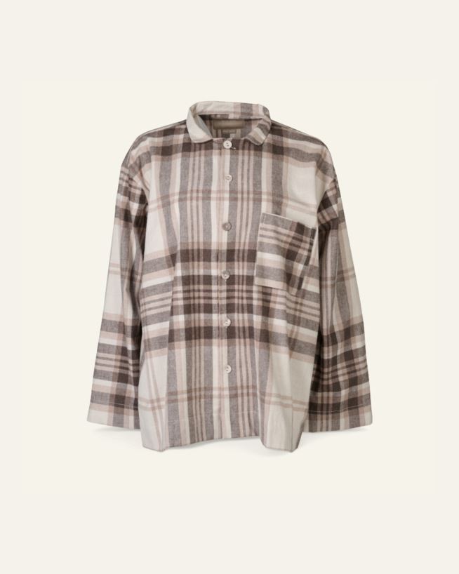 Lankavärjätty flanellipyjamapaita ruskea - one size ruskea - 1