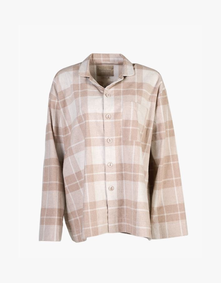 Lankavärjätty flanellipyjamapaita hiekka - one size hiekka - 1
