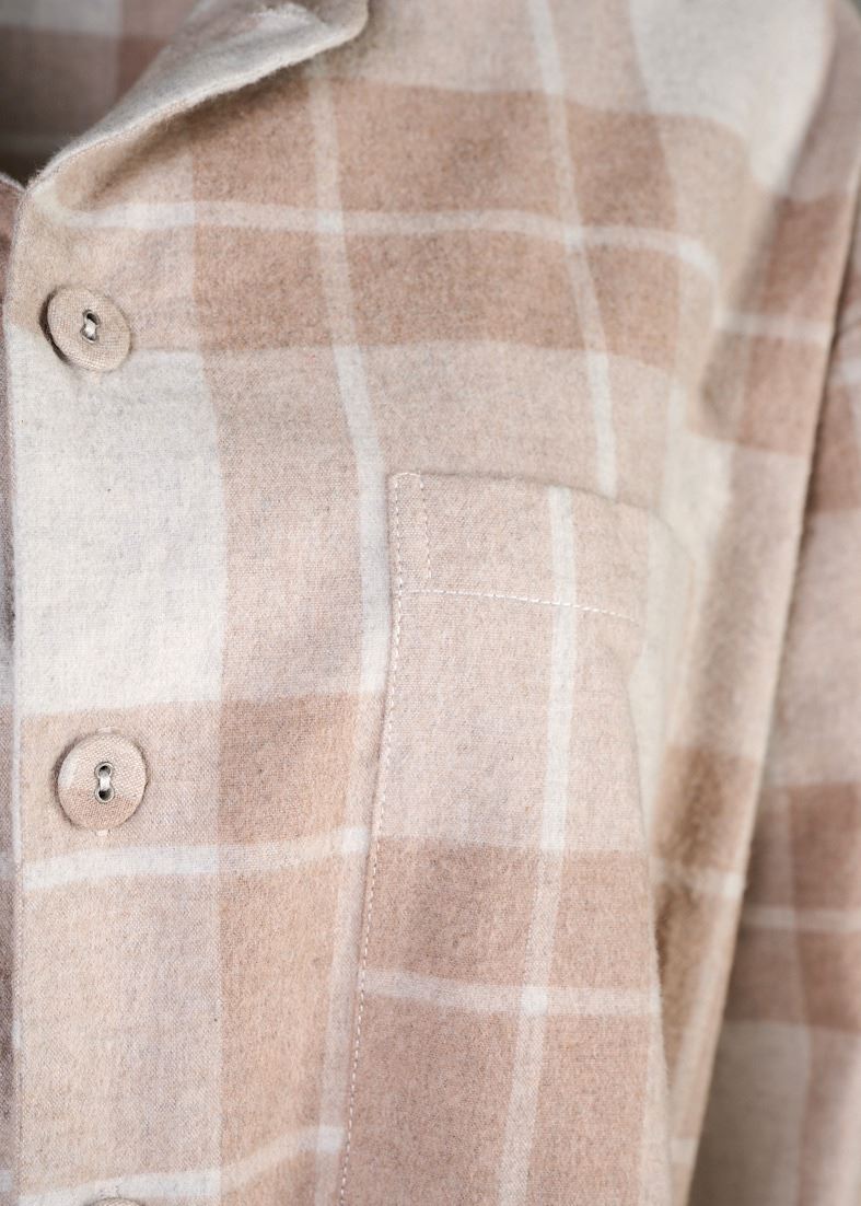 Lankavärjätty flanellipyjamapaita hiekka - 2
