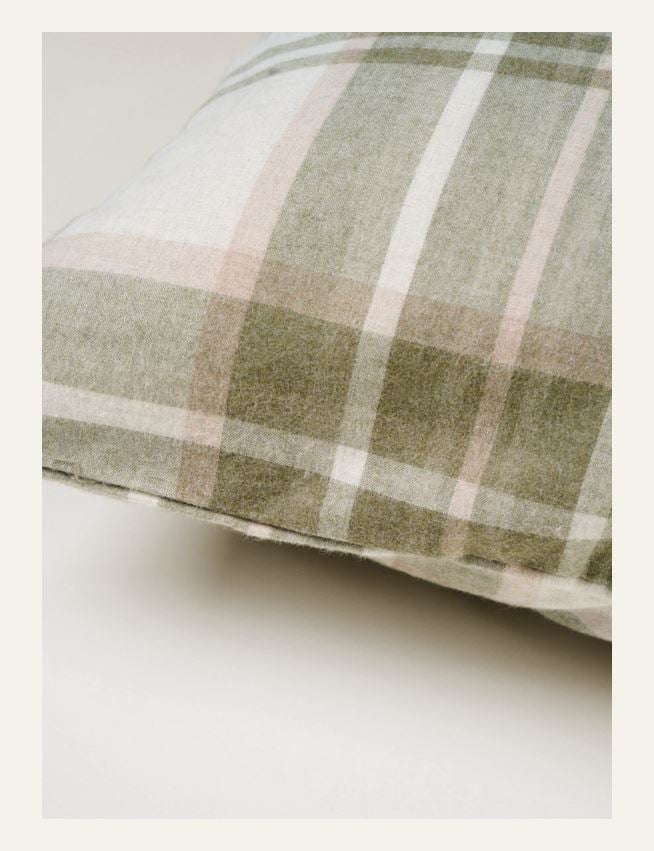 Tyynyliina lankavärjätystä flanellista oliivinvihreä - 2