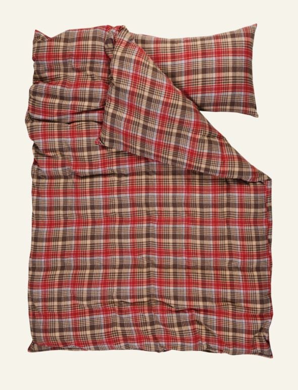 Pussilakanasetti lankavärjättyä flanellia moniväri - 2