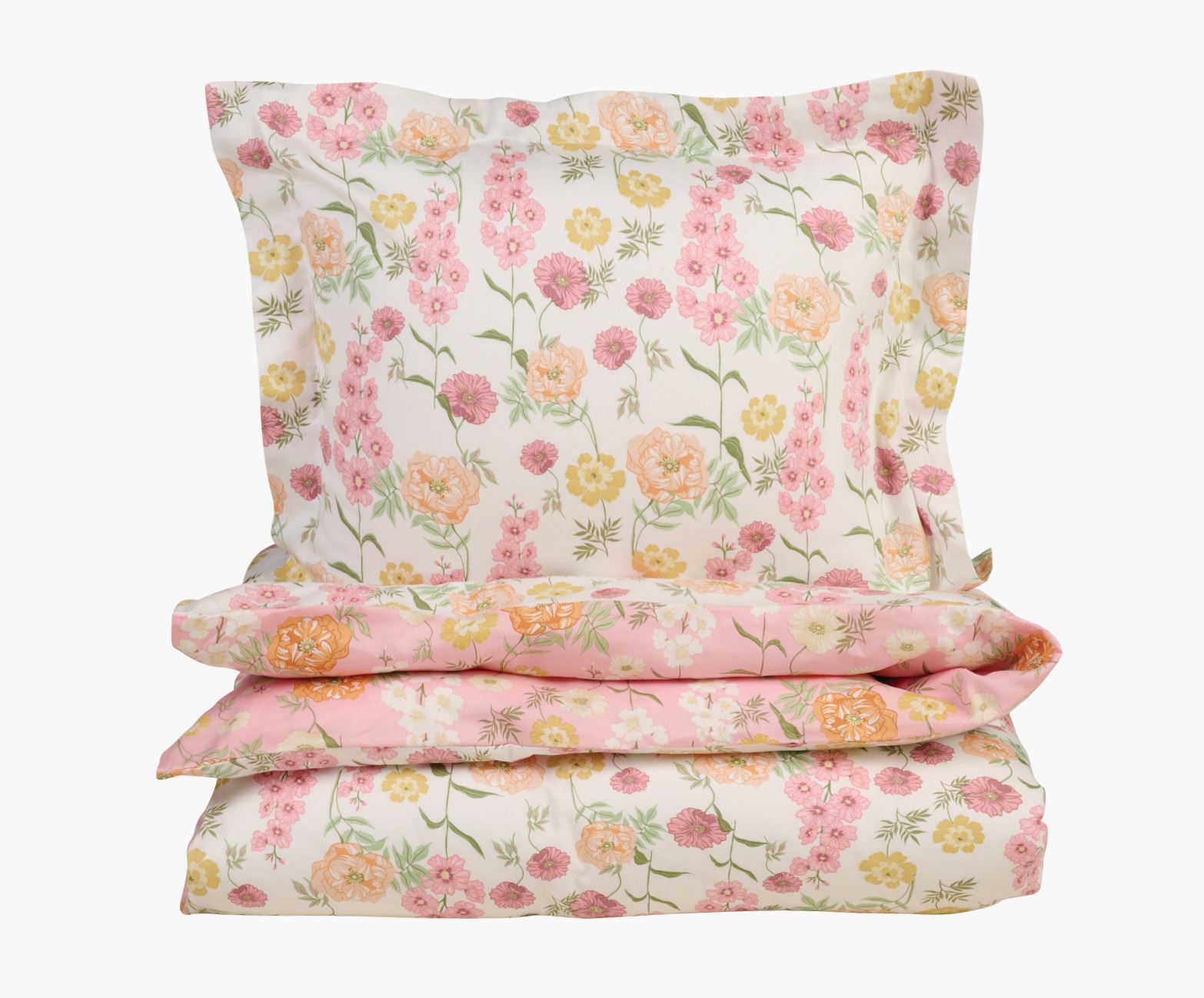 Pussilakanasetti satiinipuuvillaa moniväri/roosa - 150x210 cm moniväri/roosa - 1