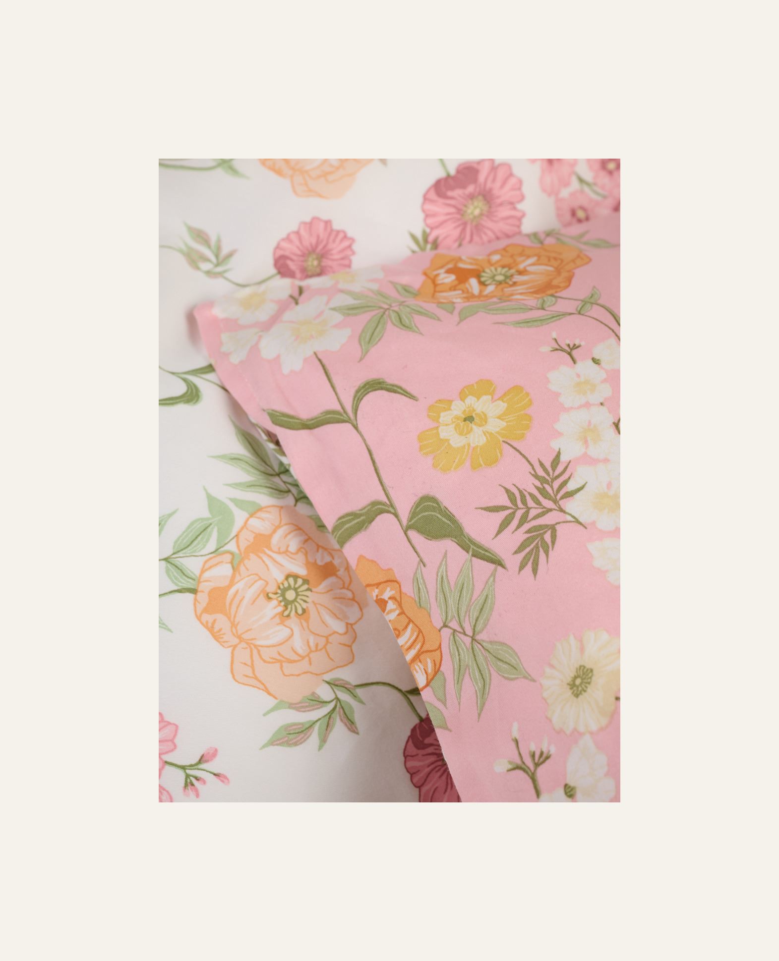 Pussilakanasetti satiinipuuvillaa moniväri/roosa - 2