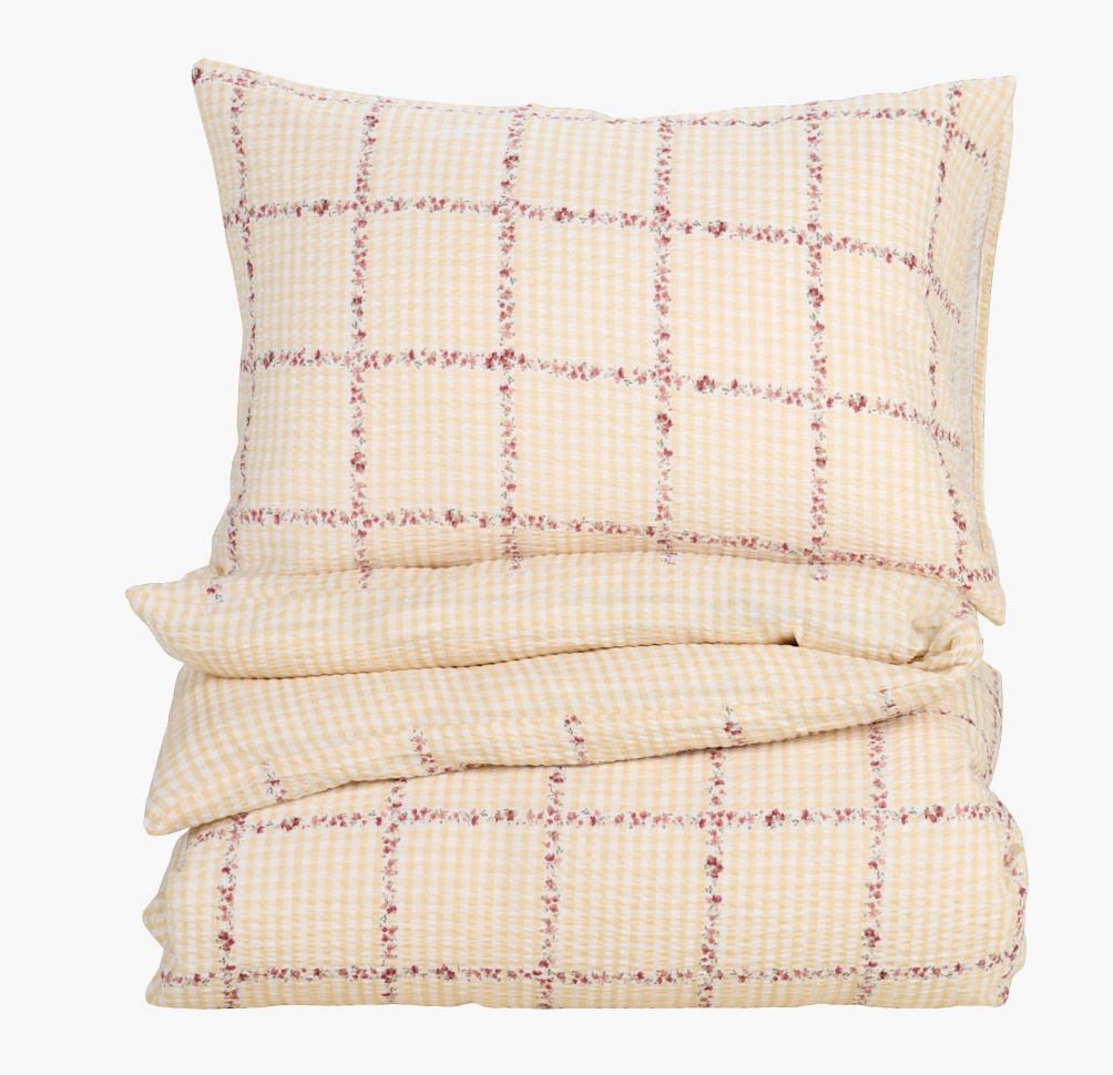 Pussilakanasetti kreppipuuvillaa moniväri/keltainen - 150x210 cm moniväri/keltainen - 1