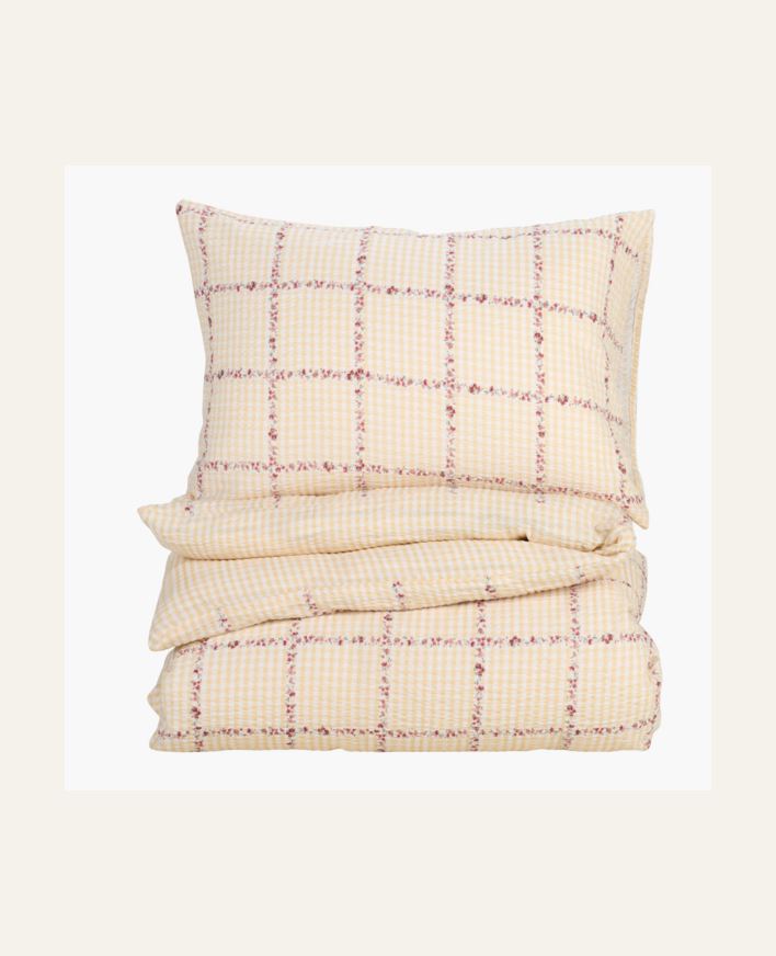 Pussilakanasetti kreppipuuvillaa moniväri/keltainen - 150x210 cm/50x60 cm moniväri/keltainen - 1