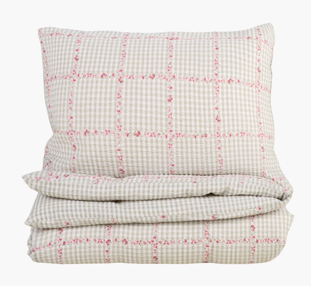 Pussilakanasetti kreppipuuvillaa moniväri/vihreä - 150x210 cm moniväri/vihreä - 1