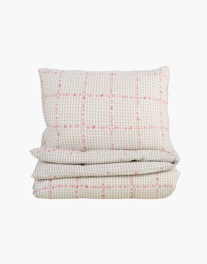 Pussilakanasetti kreppipuuvillaa moniväri/vihreä - 150x210 cm moniväri/vihreä - 1