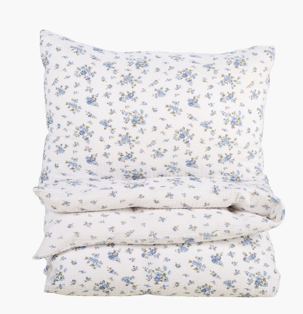 Pussilakanasetti kreppipuuvillaa sininen - 150x210 cm sininen - 1