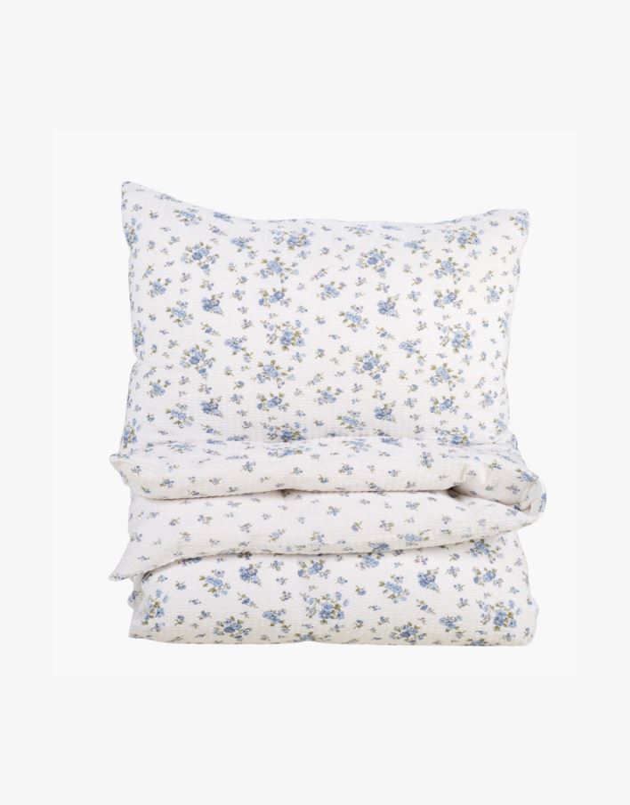 Pussilakanasetti kreppipuuvillaa sininen - 150x210 cm sininen - 1