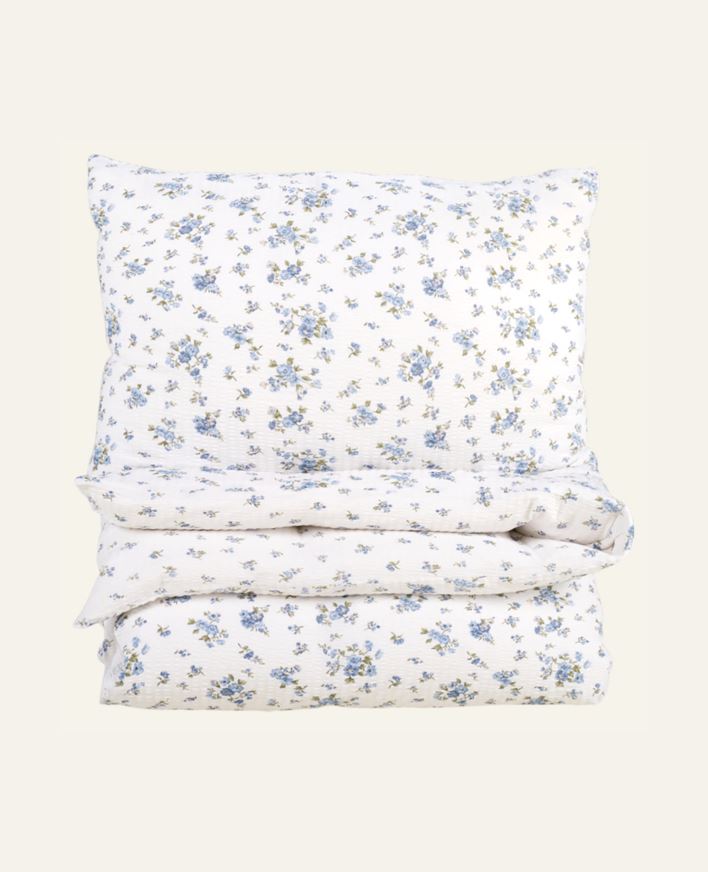 Pussilakanasetti kreppipuuvillaa sininen - 150x210 cm sininen - 1