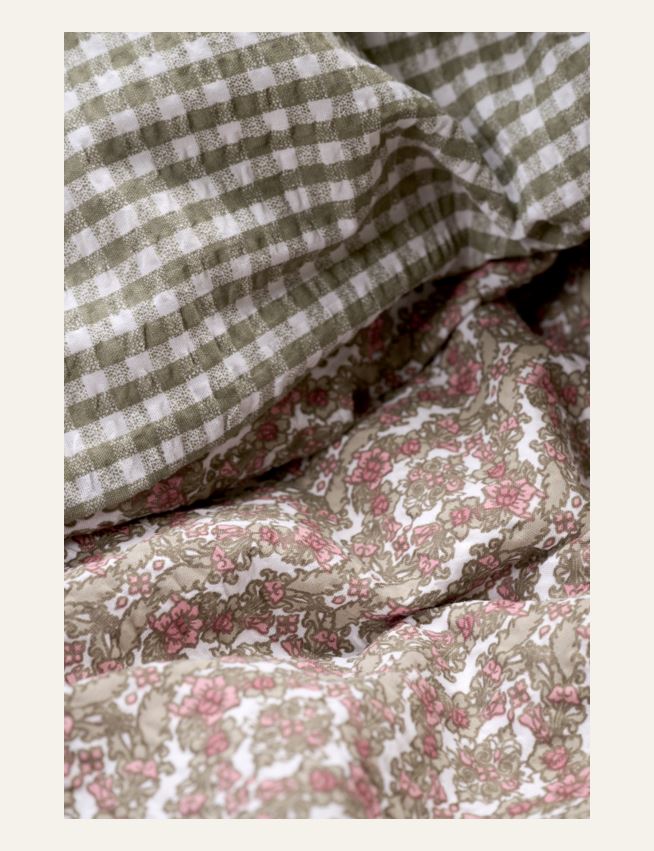 Pussilakanasetti kreppipuuvillaa moniväri/roosa - 3