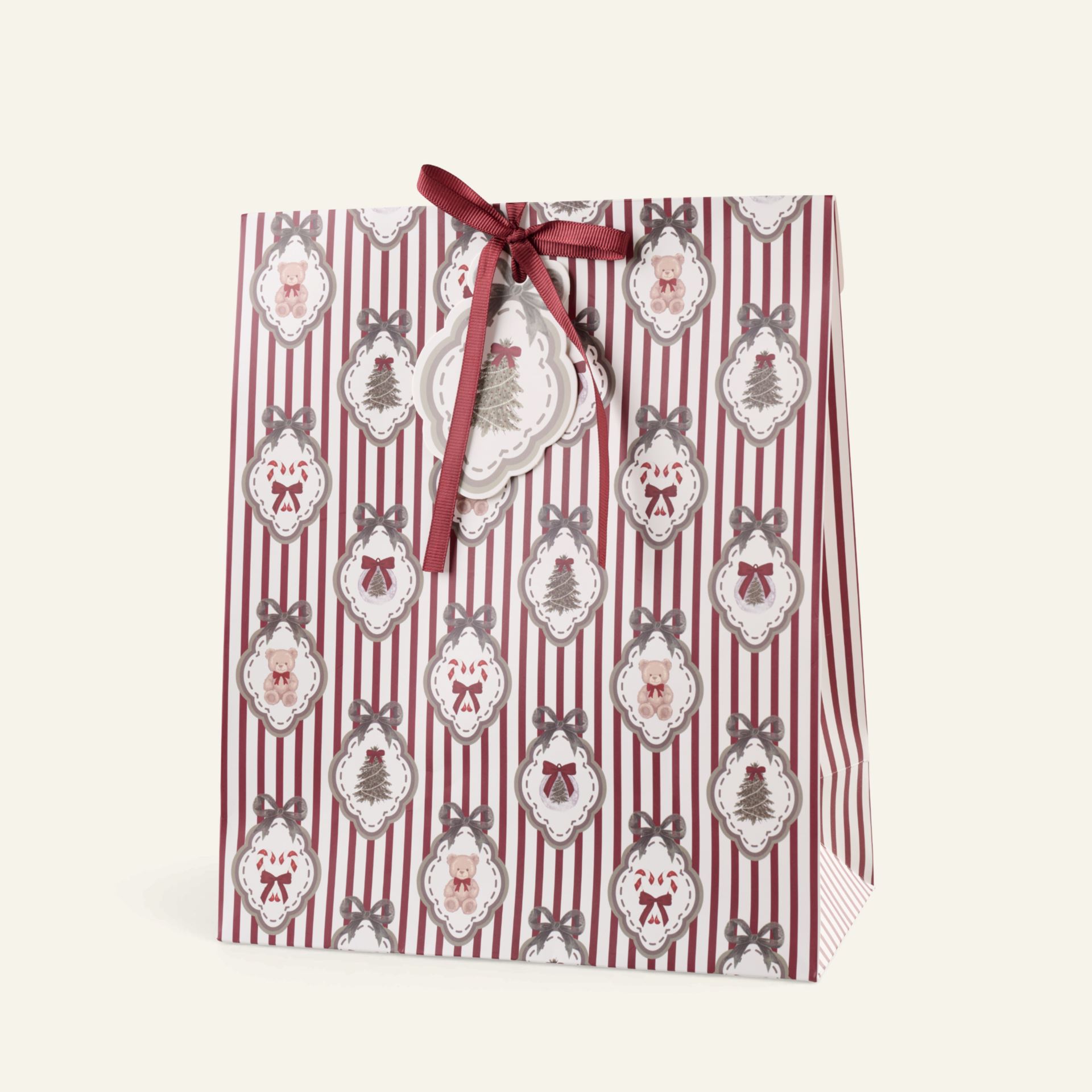 Lahjapussi moniväri/punainen - 25x30x12cm moniväri/punainen - 1