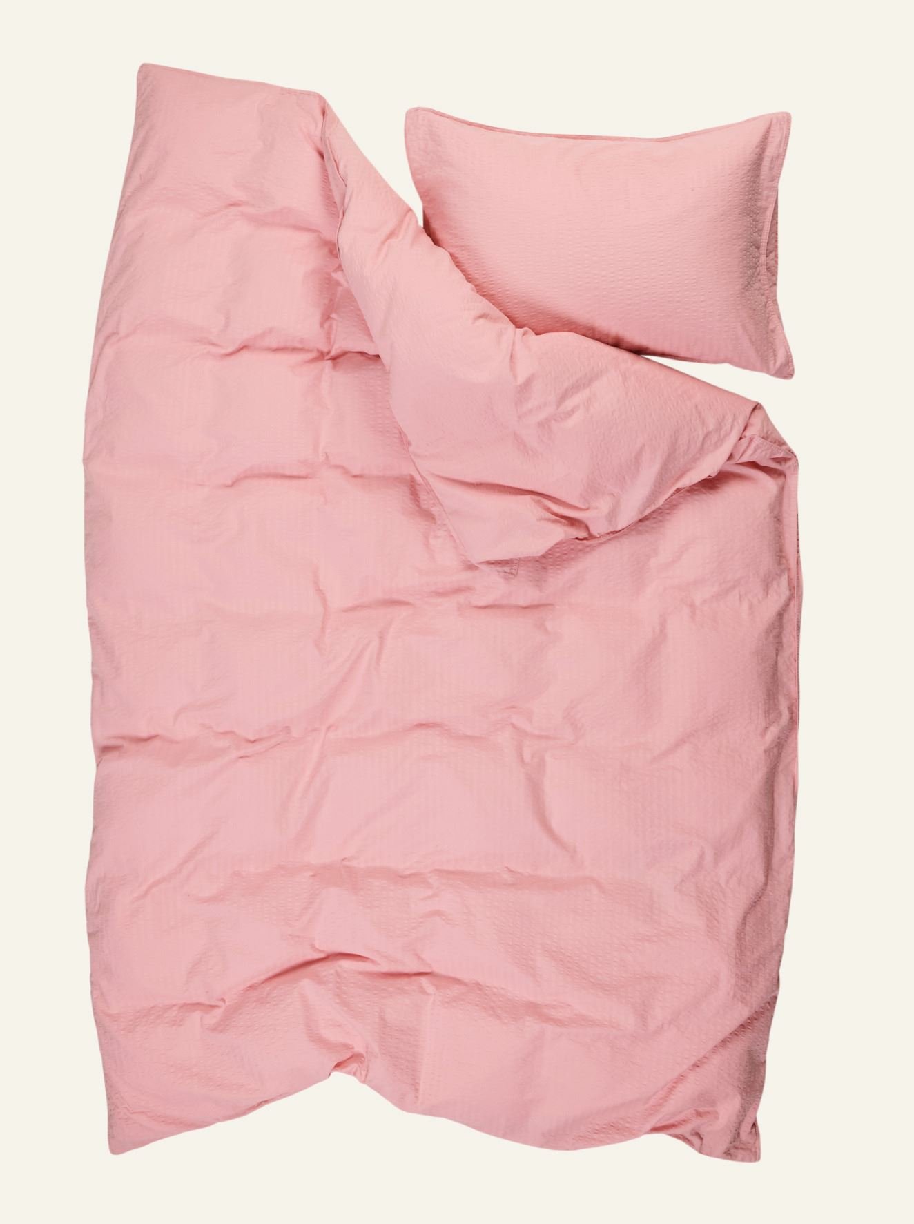 Pussilakanasetti kreppipuuvillaa puuteriroosa - 3