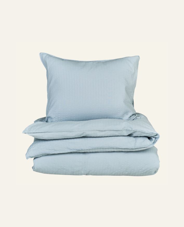 Pussilakanasetti kreppipuuvillaa taivaansininen - 150x210 cm taivaansininen - 1