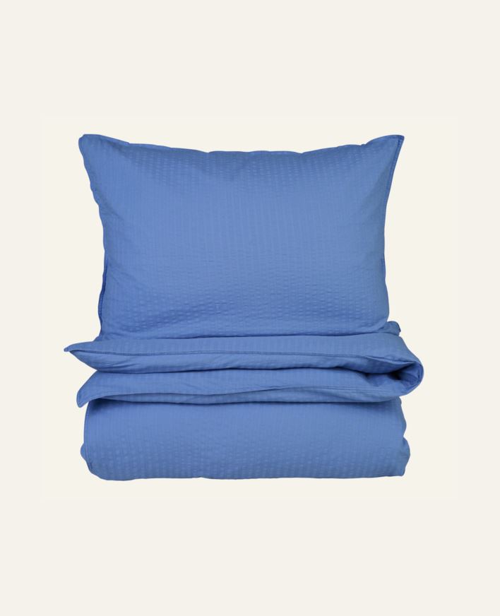 Pussilakanasetti kreppipuuvillaa sininen - 150x210 cm sininen - 1