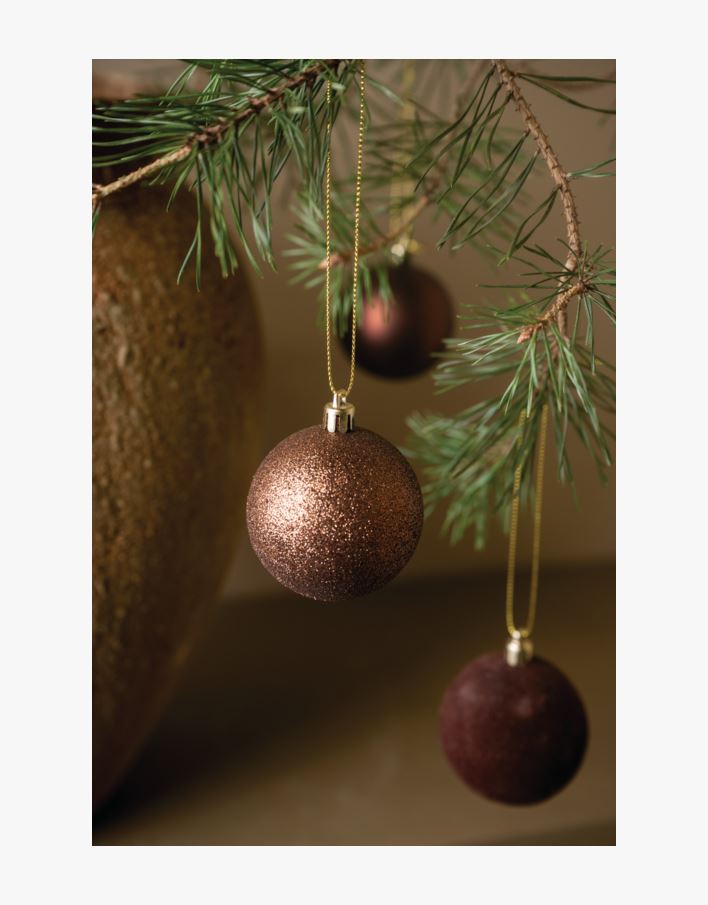 Noel 6pk joulupalloja ruskea - ø6 cm ruskea - 1