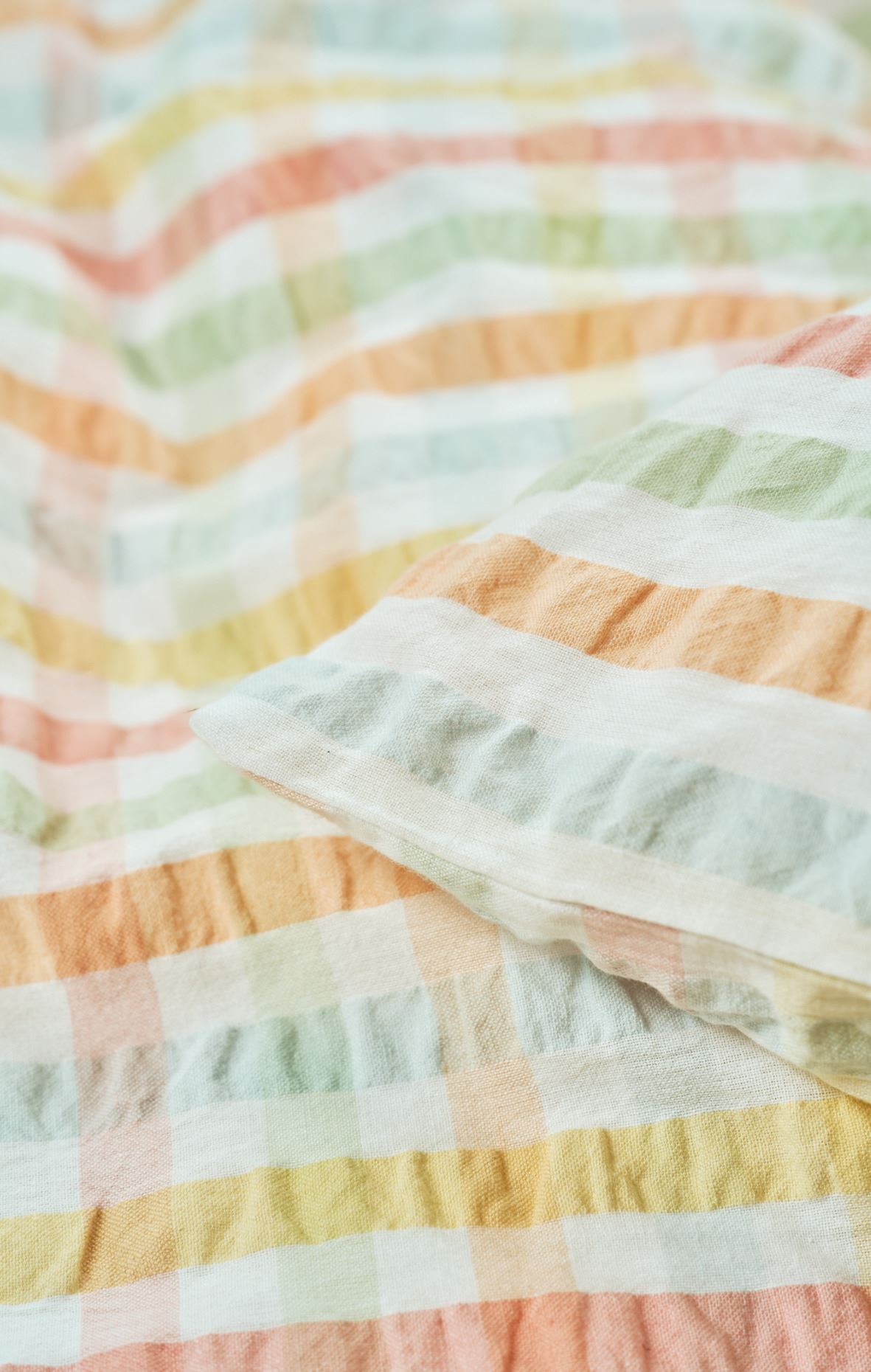 Pussilakanasetti lankavärjättyä kreppipuuvillaa moniväri - 6