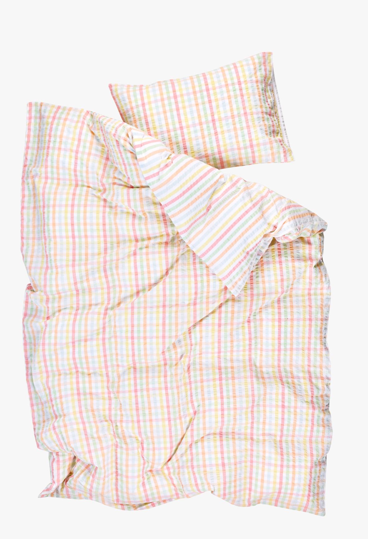 Pussilakanasetti lankavärjättyä kreppipuuvillaa moniväri - 3