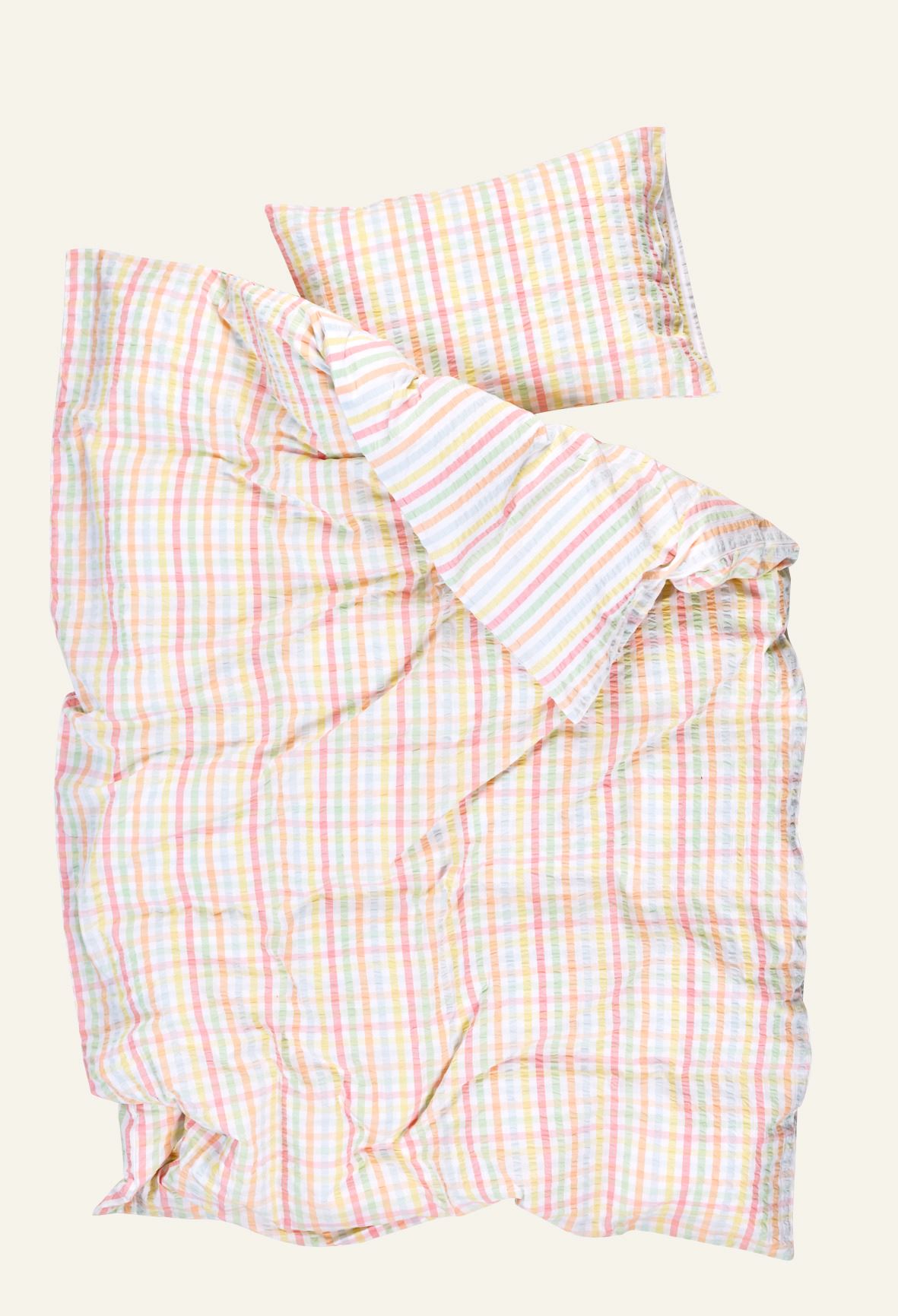 Pussilakanasetti lankavärjättyä kreppipuuvillaa moniväri - 3