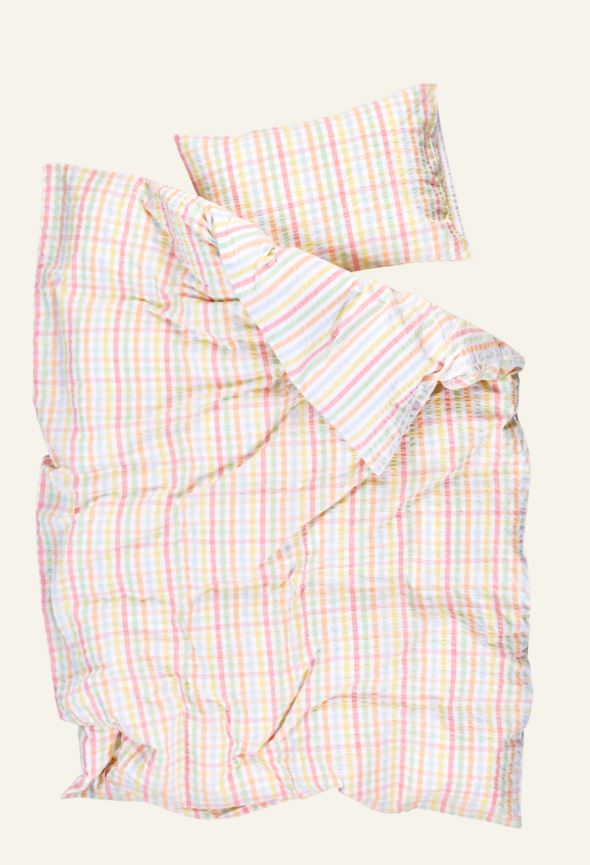 Pussilakanasetti lankavärjättyä kreppipuuvillaa moniväri - 3