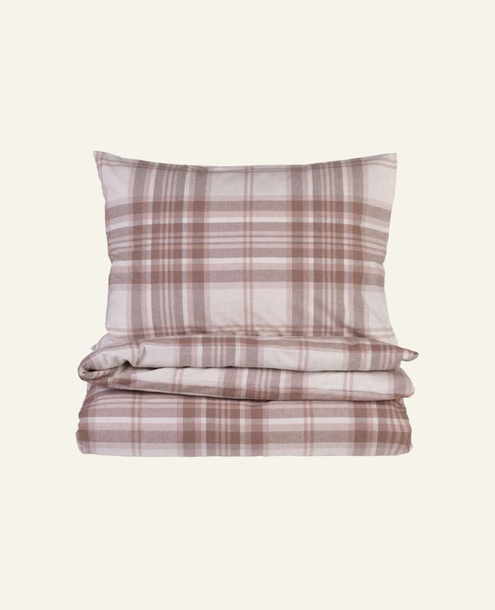 Pussilakanasetti lankavärjättyä flanellia hiekka - 230x220 cm/50x60 cm hiekka - 1