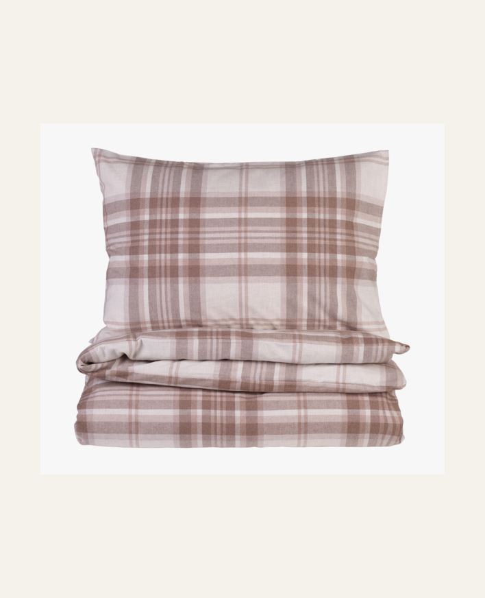 Pussilakanasetti lankavärjättyä flanellia hiekka - 230x220 cm/50x60 cm hiekka - 1