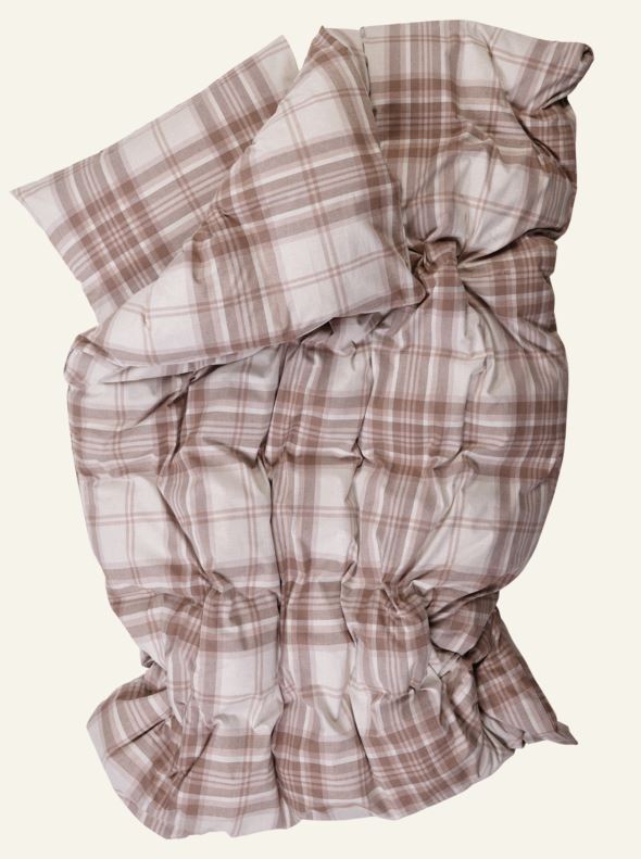 Pussilakanasetti lankavärjättyä flanellia hiekka - 3