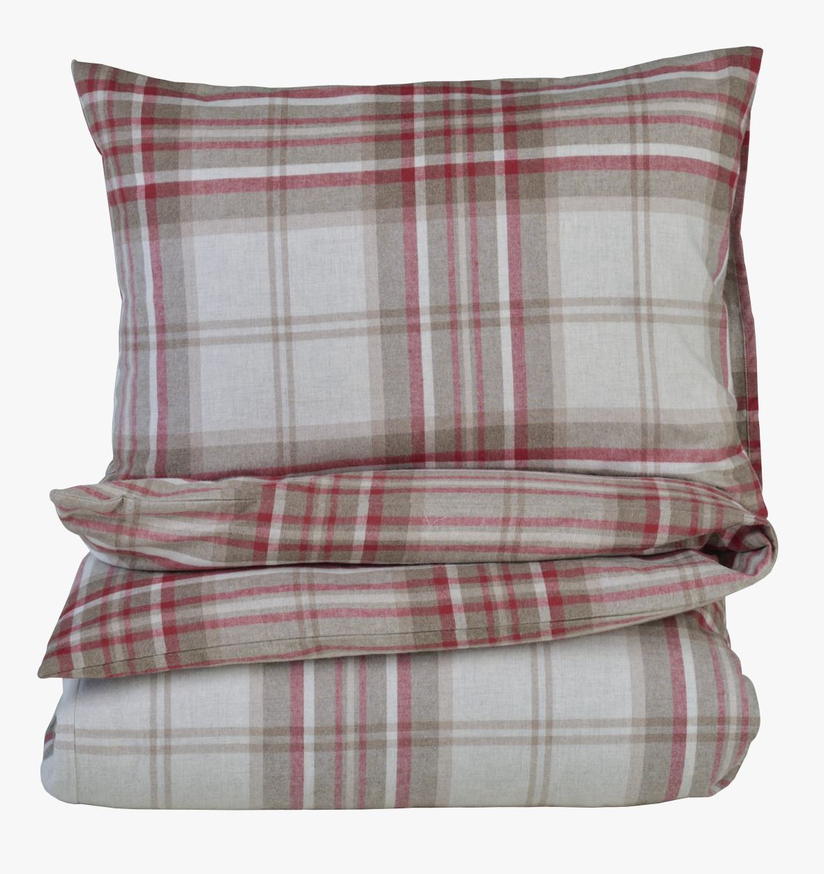 Pussilakanasetti lankavärjättyä flanellia punainen - 150x210 cm punainen - 1