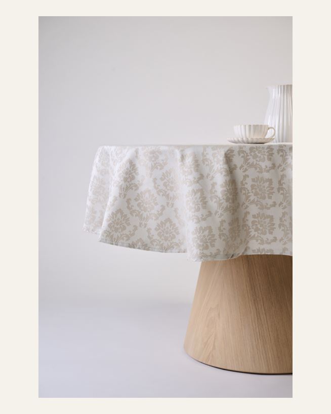 Pintakäsitelty pöytäliina beige - ø180 cm beige - 1