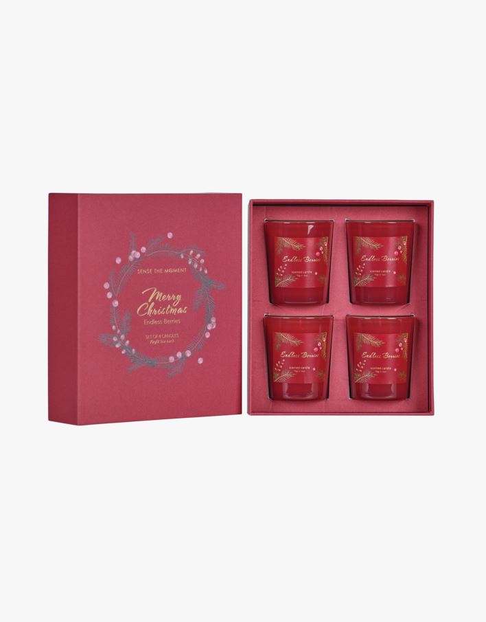 Sense Winter Wonderland 4pk tuoksukynttilä punainen - 70 g punainen - 1