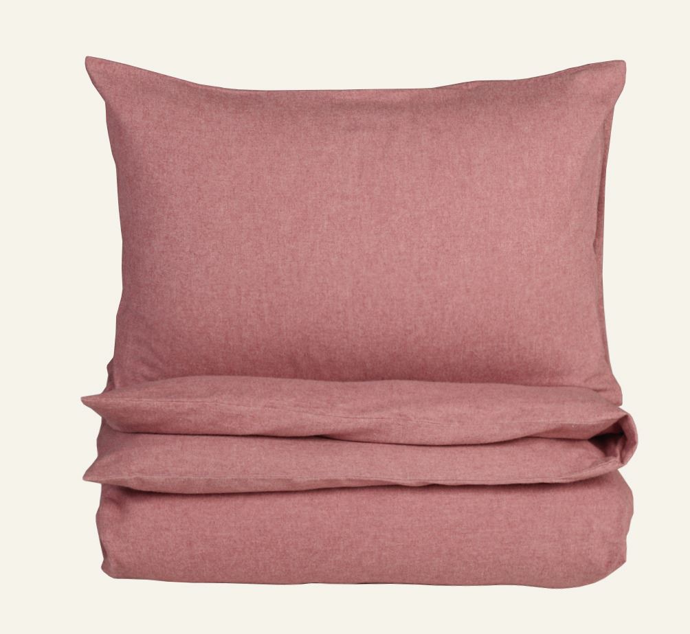 Pussilakanasetti lankavärjättyä flanellia vanha roosa - 150x210 cm vanha roosa - 1