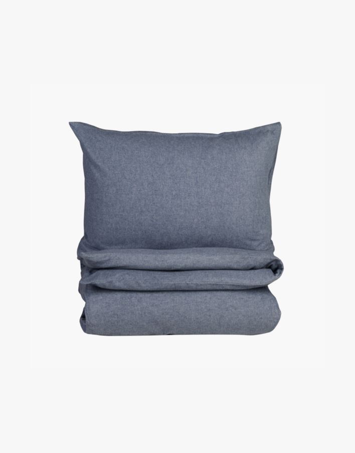 Pussilakanasetti lankavärjättyä flanellia harmaasininen - 150x210+50x60 cm harmaasininen - 1