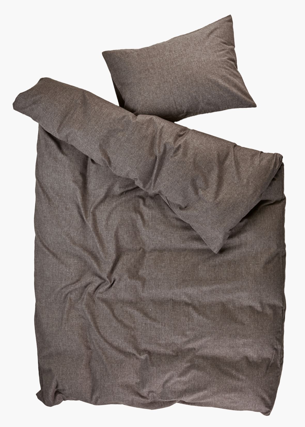 Pussilakanasetti lankavärjättyä flanellia ruskea - 2