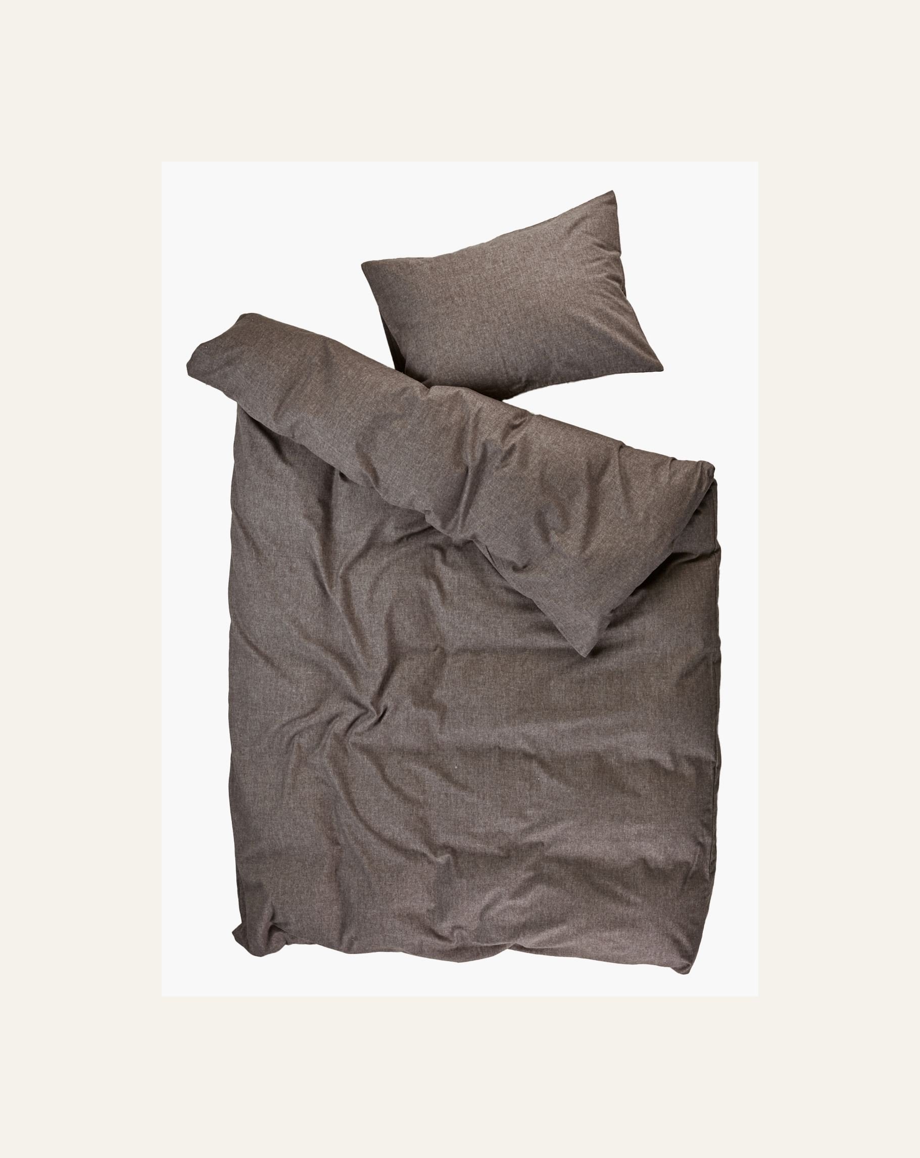 Pussilakanasetti lankavärjättyä flanellia ruskea - 2