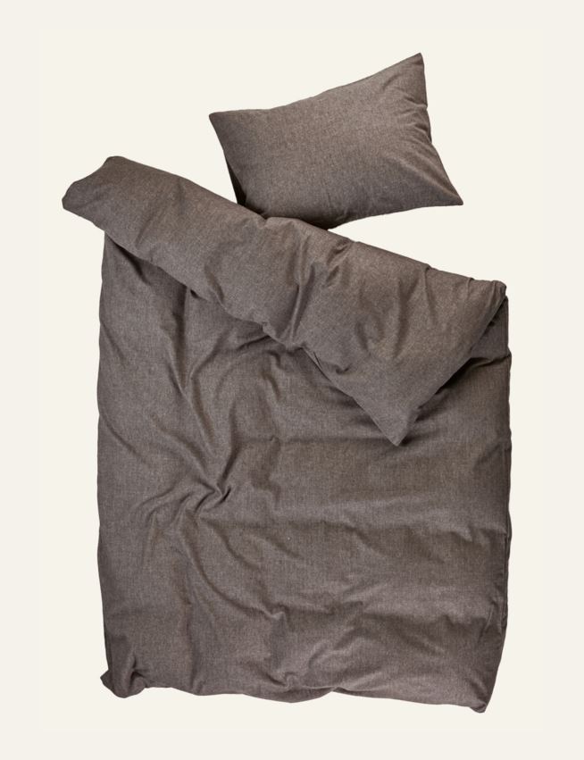 Pussilakanasetti lankavärjättyä flanellia ruskea - 2