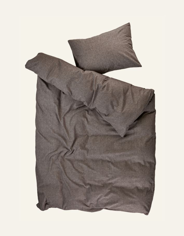 Pussilakanasetti lankavärjättyä flanellia ruskea - 2