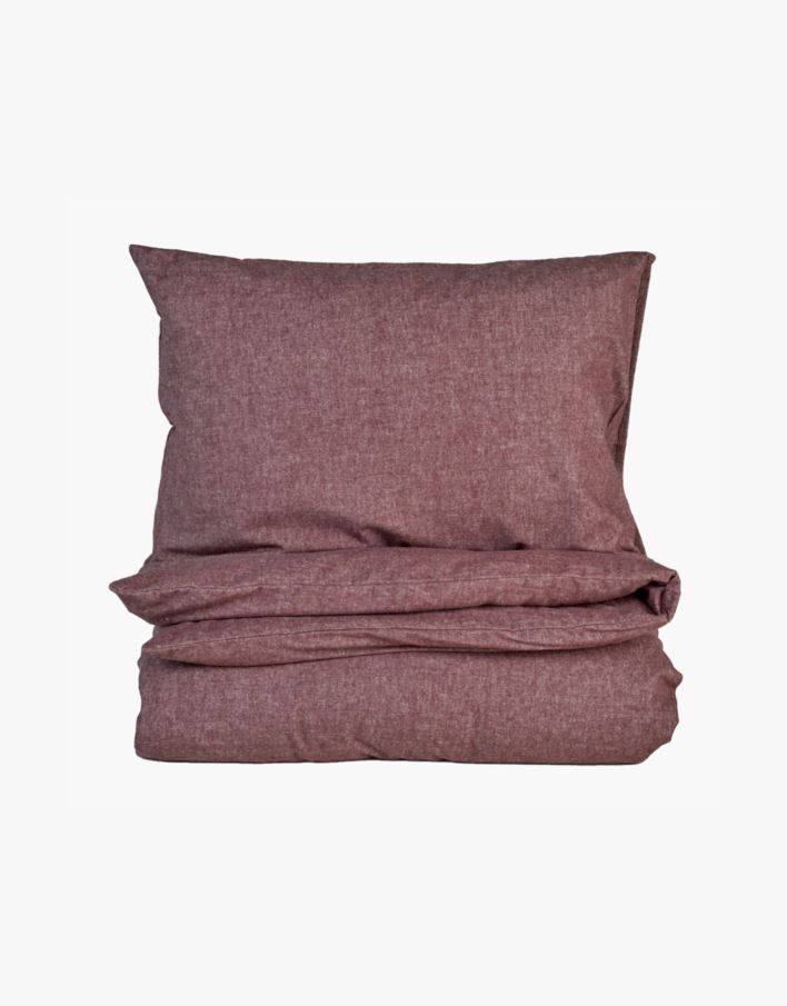 Pussilakanasetti lankavärjättyä flanellia viininpunainen - 150x210 cm viininpunainen - 1