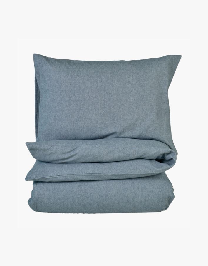 Pussilakanasetti lankavärjättyä flanellia harmaasininen - 150x210+50x60 cm harmaasininen - 1