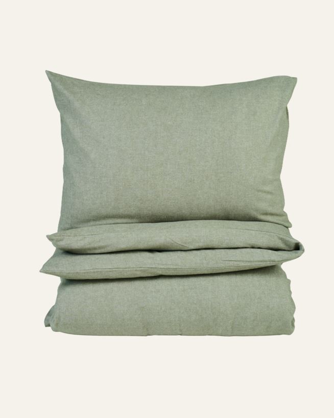 Pussilakanasetti lankavärjättyä flanellia oliivinvihreä - 150x210 cm oliivinvihreä - 1