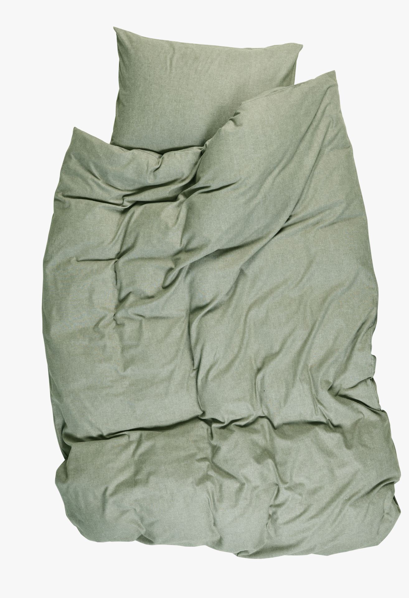 Pussilakanasetti lankavärjättyä flanellia oliivinvihreä - 4