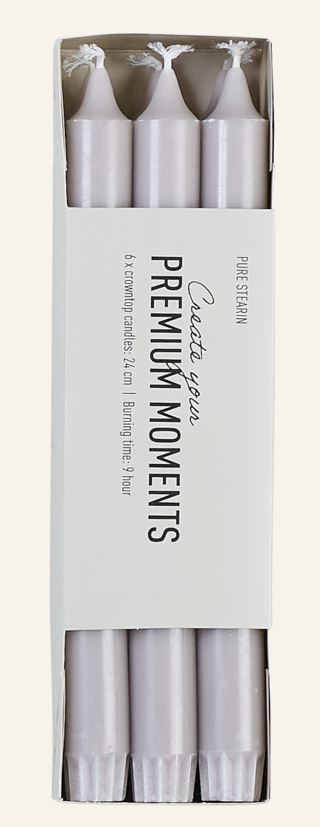 Premium stearin 6pk kruunukynttilä utuinen vaaleanpunainen