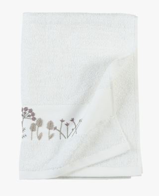 Flower Embroidery pyyhe luonnonvalkoinen