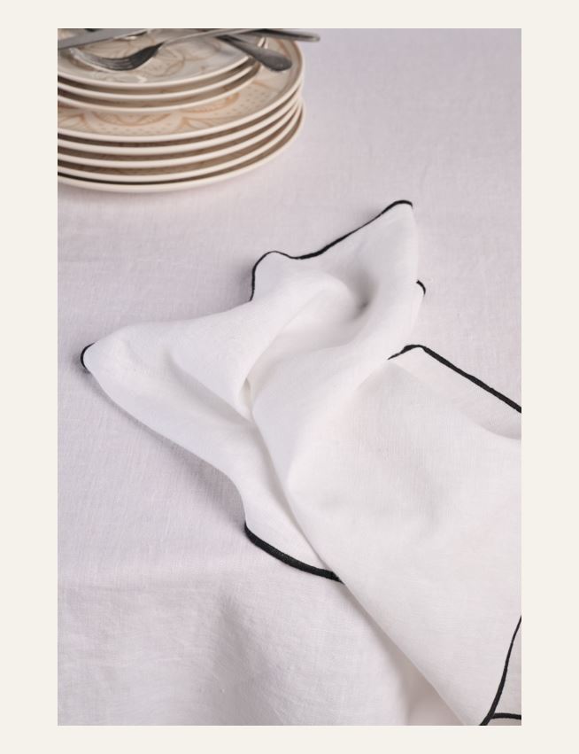 Pyöreä pellavaliina valkoinen - 5