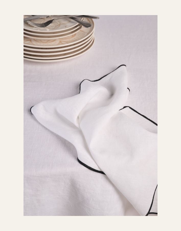 Pyöreä pellavaliina valkoinen - 5