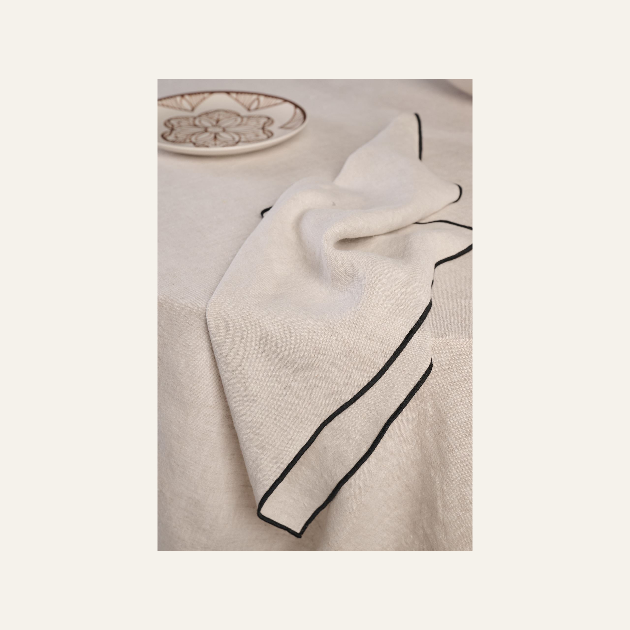 Pyöreä pellavaliina luonnonväri - 3