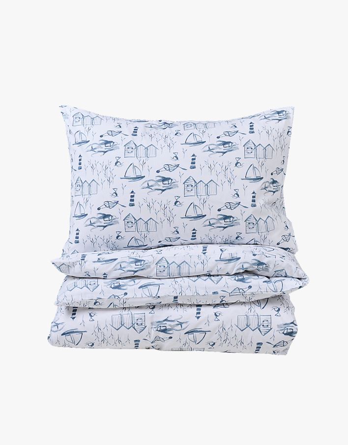 Pussilakanasetti puuvillaa mariininsininen - 150x210 cm mariininsininen - 1