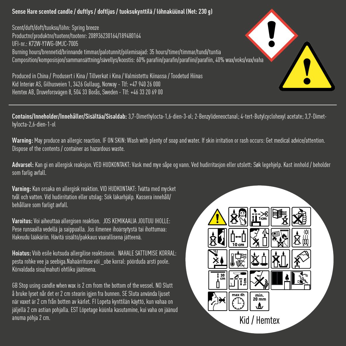 Tuoksukynttilä moniväri/keltainen - 3