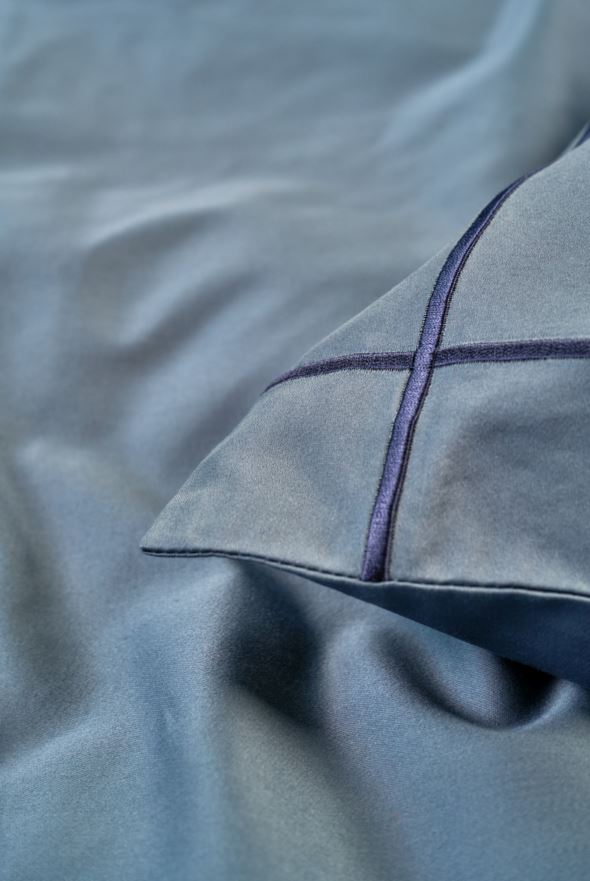 Pussilakanasetti satiinipuuvillaa sumuinen sininen - 2