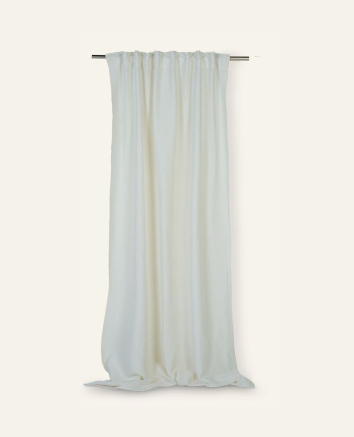 Pellavaverho valkoinen - 140x300 cm valkoinen - 1